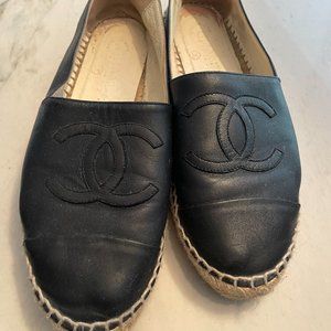 Chanel Black Lambskin Espadrilles
